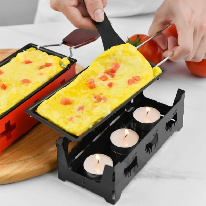 Portable Swiss Cheese Grill Mini Non-stick Butter Cheese Grill Pan Scottish, Stove + Baking Tray + Small Spatula 3 Candles