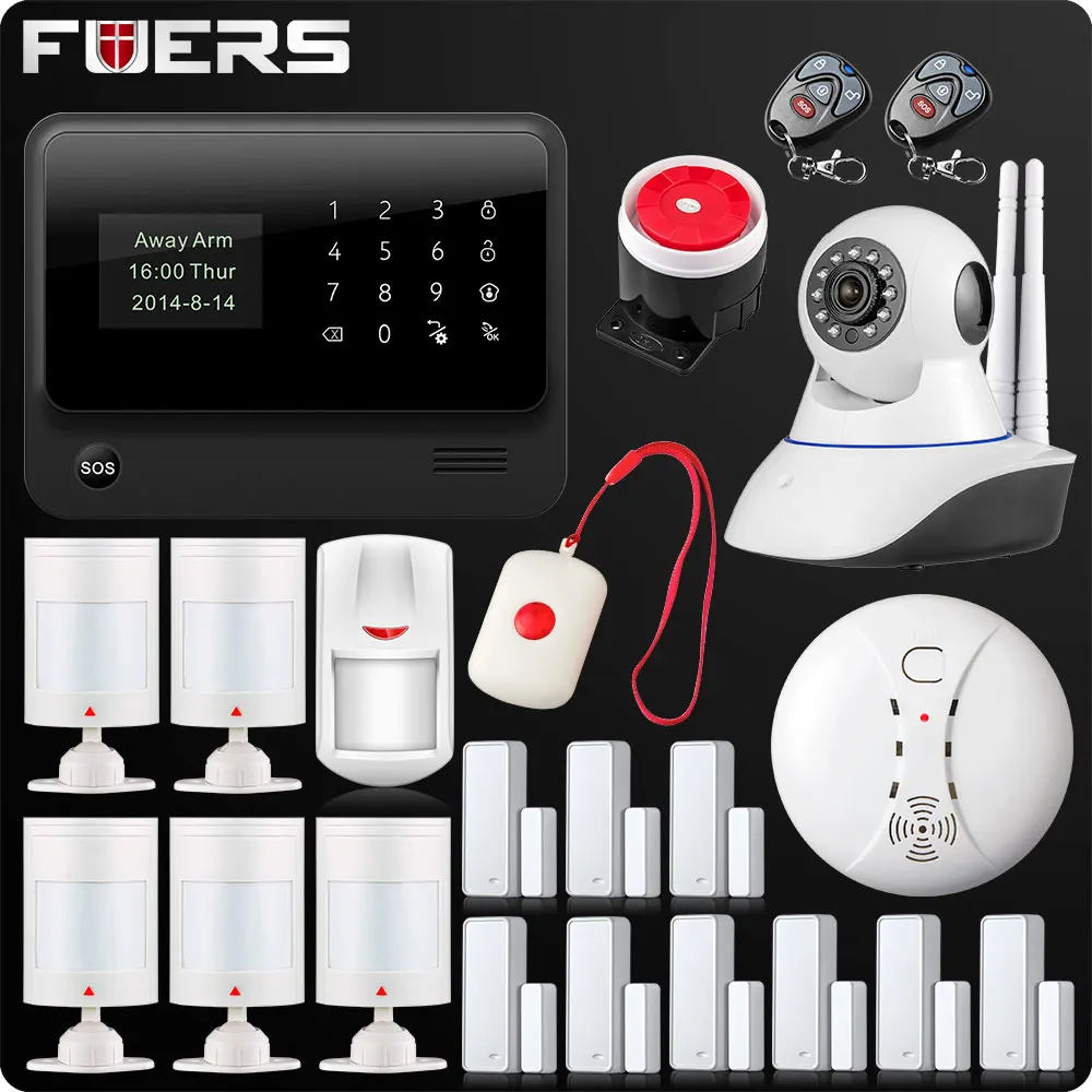 

G90B 2.4G WiFi SIM GSM GPRS SMS Wireless Home Security Alarm System IOS Android APP Remote Control Wired Detector Sensor