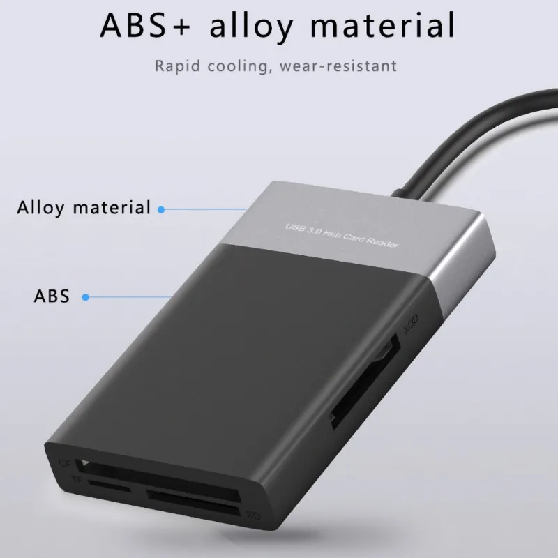USB 3.0 CF Memory Card Adapter Hub Read Cards Simultaneously For SD/TF/CF/XQD SD Card Reader