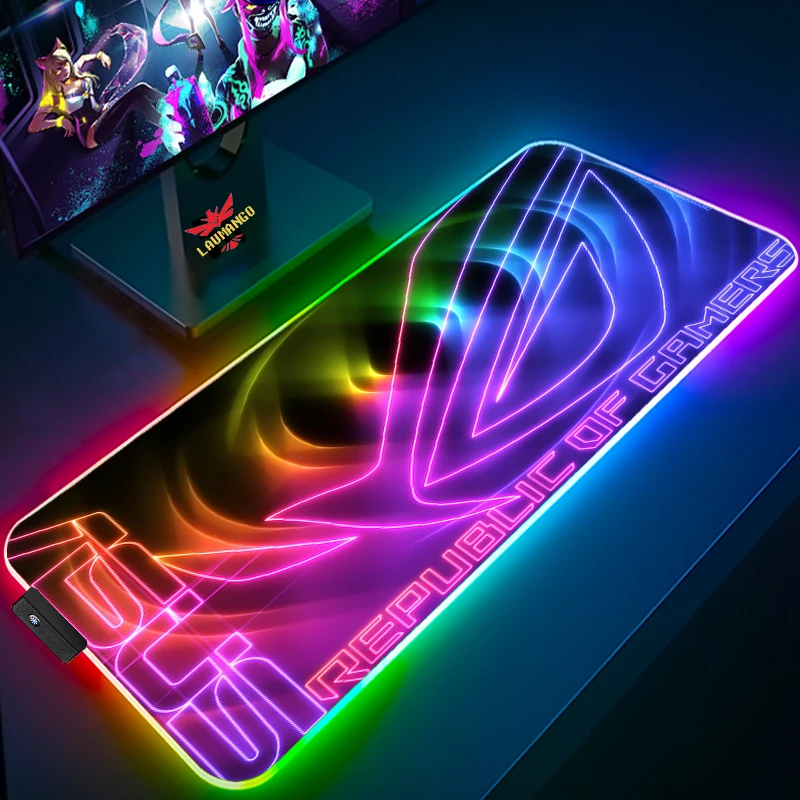 Rog Asus Gaming Mousepad Game Slipmat Rgb Led Setup Gamer Decoration Cool Glowing Mouse Mat Pc Republic Of Gamers With Cable Rug Mouse Pads Aliexpress