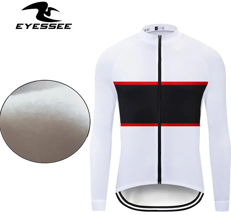 Fleece long sleeve 3 вида цветов! EYESSEE теплый Велоспорт Джерси зима горячий флис дорожный Велоспорт Мужская с длинным рукавом велосипед одежда Ropa Ciclismo - Цвет: Fleece long sleeve