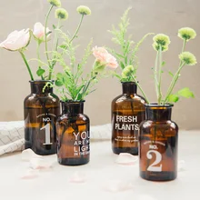 INS, коричневая стеклянная ваза для цветов, винтажная, шикарная, Ретро стиль, художественная стеклянная ваза, горшок для дома, Свадебный декор, ваза для цветов, сделай сам, стеклянная бутылка для цветов