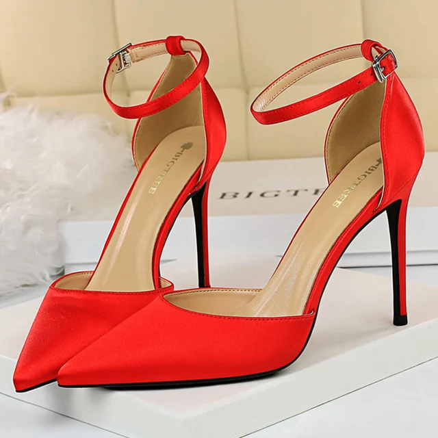 Bigtree Shoes Women High Heels 10cm Sexy Sandals Wedding Bridal Shoes Silk Glitter Heels Fetish Stiletto Woman Pumps Blue 34-43 3