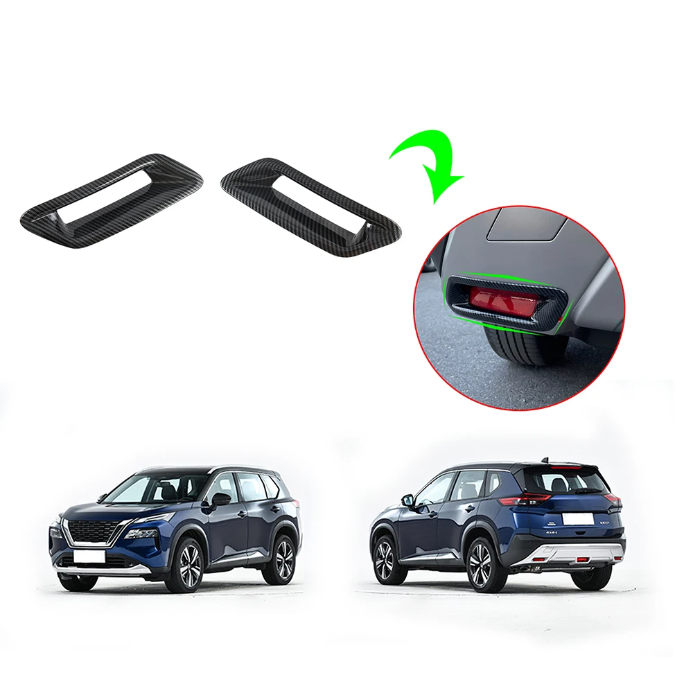 2 Pcs Carbon Fiber Plated ABS Rear Bumper Fog Light Lamp Cover Trim Fit For X-Trail/Rogue 2022 | Автомобили и мотоциклы