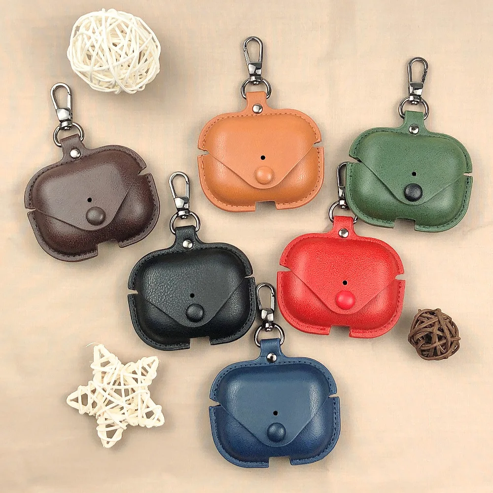 

For Airpods Case for Apple Airpods Bluetooth Earphone Charging Box Keychain Leather Headphone Cover for Airpods Pro Case Luxury