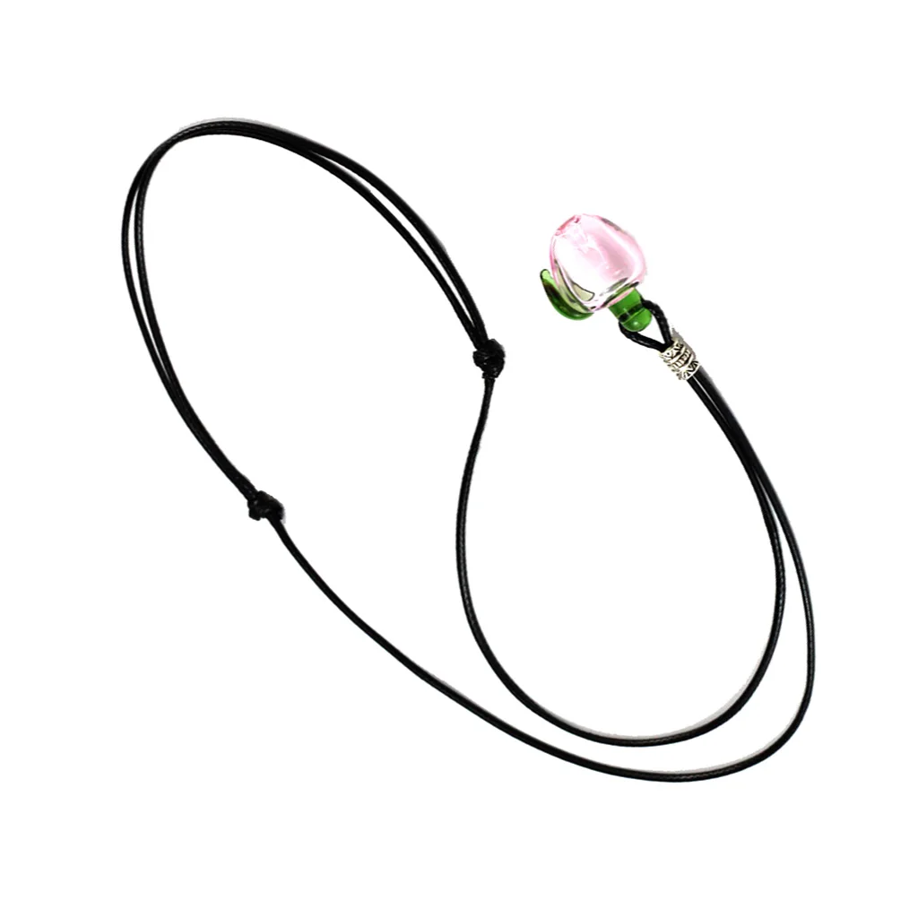 Handmade Lampwork Pendant Necklace Essential Oil Diffuser Glass Bottle Pink