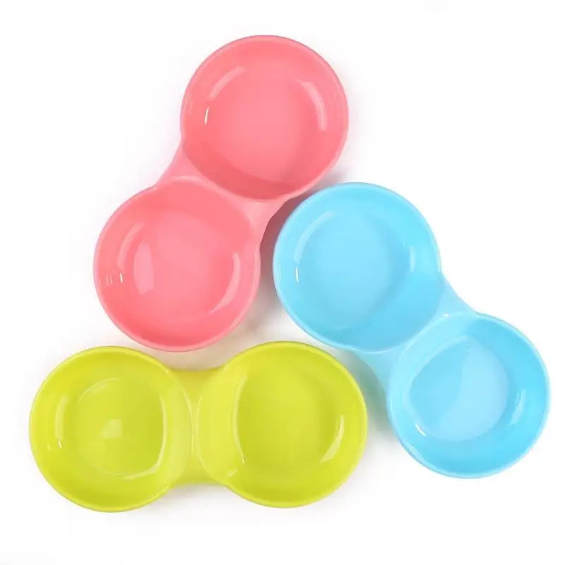 Portable Dog Cat Double Bowl Puppy Food Water Feeder Pets Drinking Feeding Dishes Outdoor Food Plate Pet Bowl Dropshipping