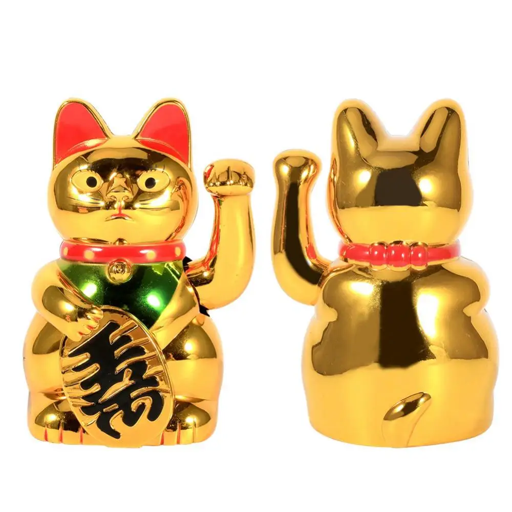 

5 inch Small Gold Waving Cat Hand Paw Up Wealth Prosperity Welcoming Cat Good Luck Cat Feng Shui Decoration