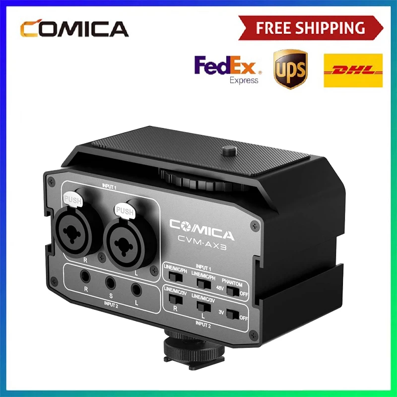 Comica CVM AX3 XLR Adaptador Mezclador de Audio, Preamplificador Dual de 3.5 y 6,35 Puerto para Cámaras y Videocámaras Canon, Nikon y DSLR| Accesorios de micrófono| - AliExpress