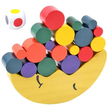 

Wooden Moon Balancing Colorful Blocks Building Stacking Development Education Kids Toy New