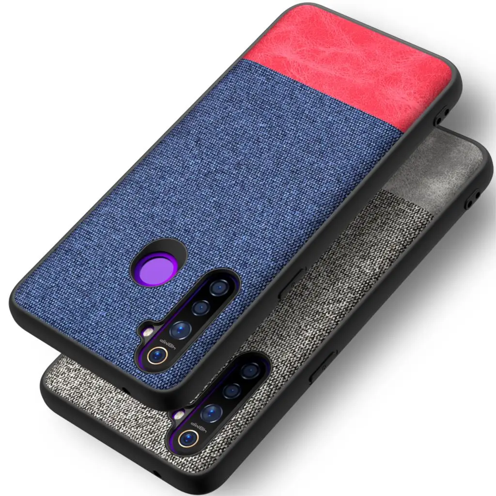 Для oppo Realme 3 Pro Чехол Мягкий силиконовый край + твердая ткань текстура кожи