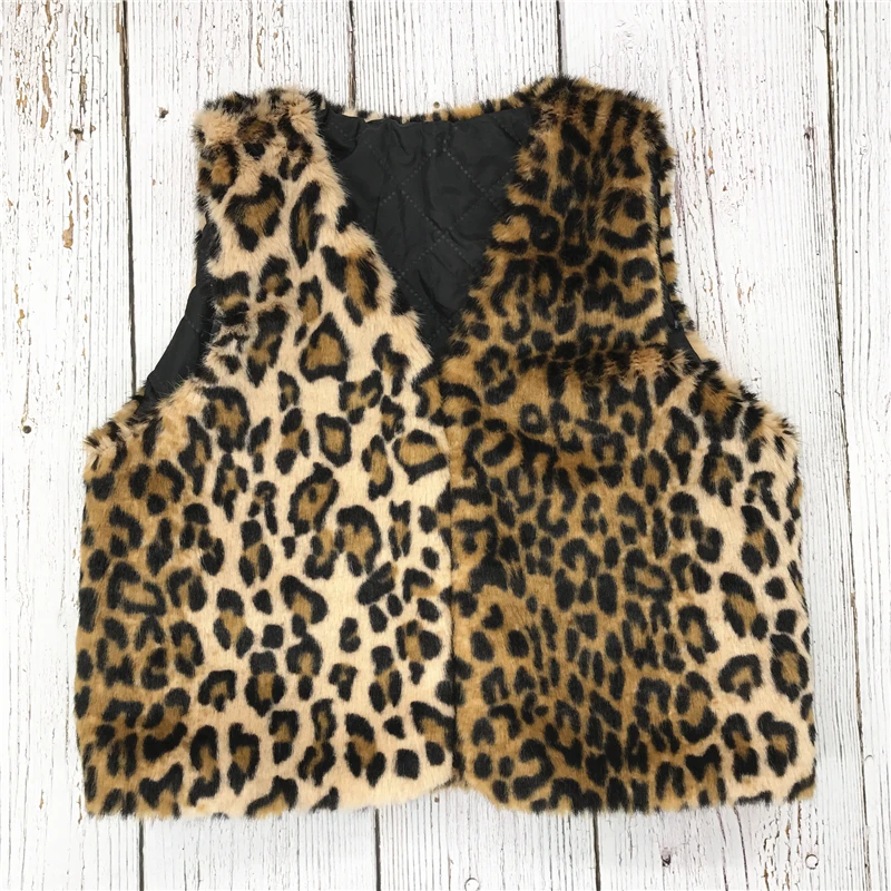 Очаровательный Леопардовый жилет с мехом гепарда для маленьких девочек; Осенний жилет для девочек; Эксклюзивная детская одежда