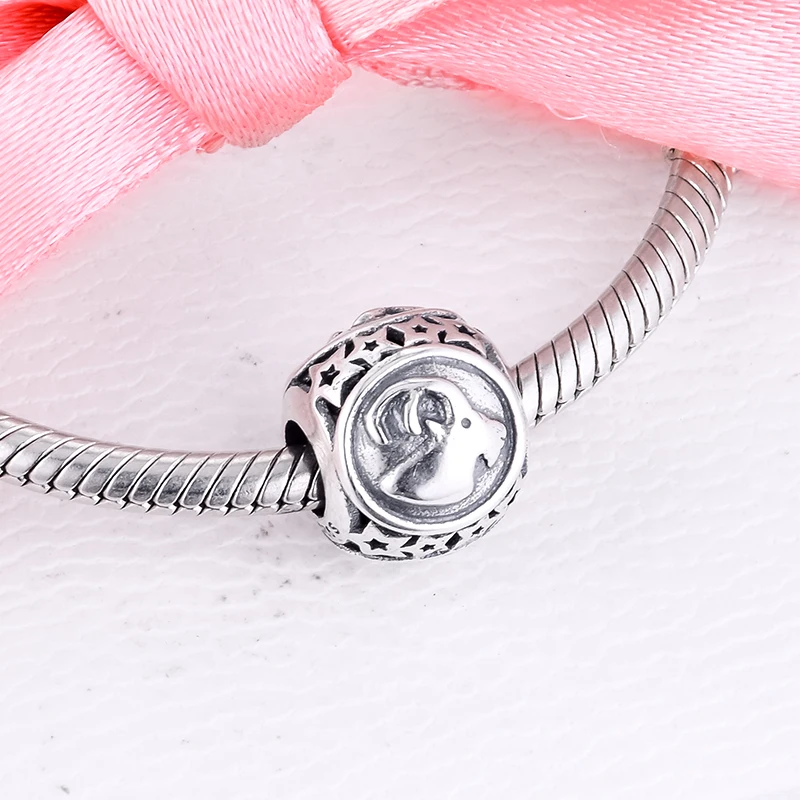 DIY подходит Pandora Браслеты Козероги звезда знак бусины 925 стерлингового серебра