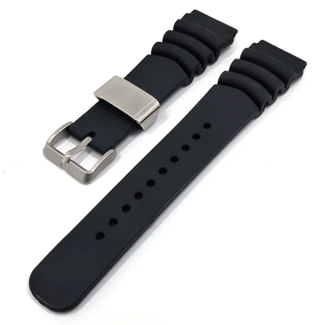 US $3.98 Watchband Silicone Rubber Band Men Sports Diving Black Strap for Water Ghost Wristwatch Belt Watch 