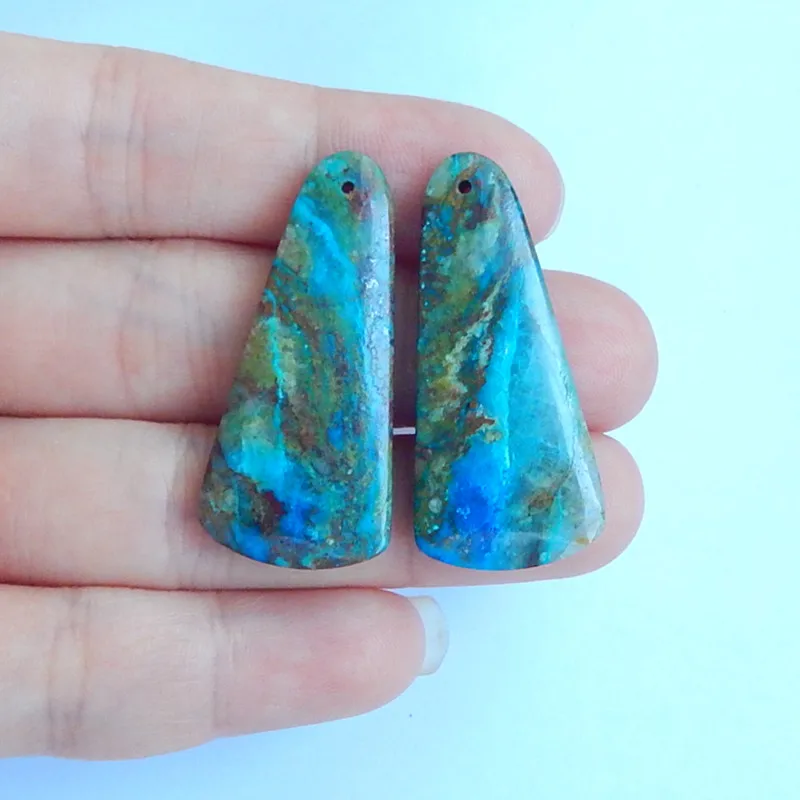 Синий драгоценный камень, Хризоколла Модные женские серьги пара сделай сам, 37x17x5 мм, 10 г