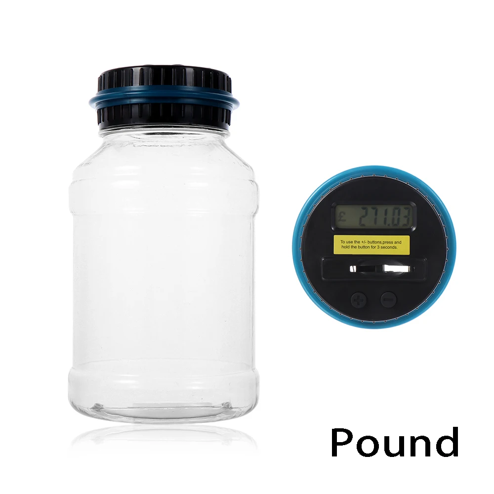 1 шт. пластиковый электронный автоматический подсчет денег, копилка для монет, цифровая копилка, ЖК-дисплей, коробки, бытовые бутылки для хранения - Цвет: Pound