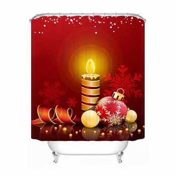 

Custom Merry Christmas Bathroom Acceptable Shower Curtain Polyester Fabric Bathroom Curtain #180320-01-151