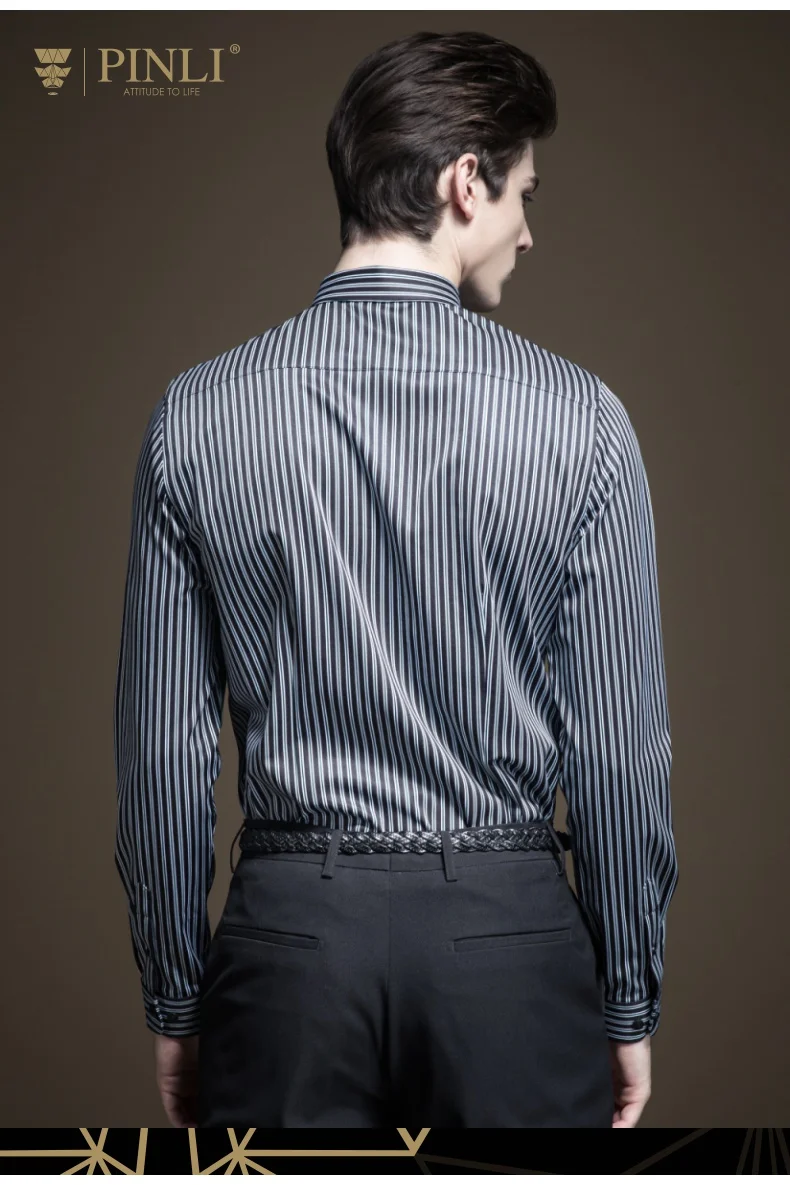 Blusas Limited Full Camisa Social Pinli осень 2019 Новая мужская рубашка в полоску с длинными рукавами для отдыха B193113092