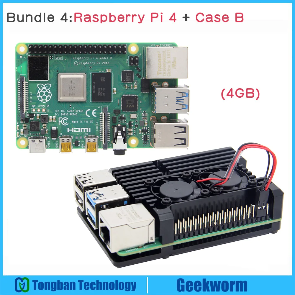 Комплект 4 Raspberry Pi 4 компьютерная модель B(2/4 Гб) с пассивным охлаждением чехол, чехол для Raspberry Pi 4+ Алюминий чехол Комплект для Raspberry Pi 4B - Комплект: Комплект 4
