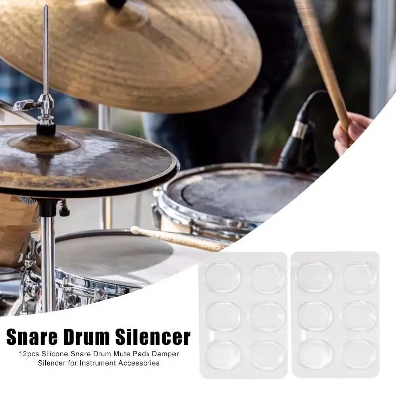 12pcs Silicone Snare Drum Mute Pads Transparent Silencer Damper Mufflers Musical Instruments Percussion Instruments Accessories