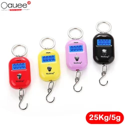 Balance numérique suspendue Portable 25Kg 5g, poids de pêche électroniques rétro éclairé, balance de poche, bagages de cuisine 