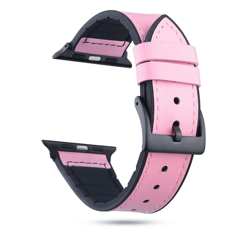 Leather and Silicone Watch Band for Apple Watch Band 42mm 38mm 44mm 40mm Strap Iwatch Bands 2