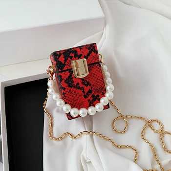 

Snake Print Mini Bags For Women 2020 Pearl Handle Small Crossbody Bag Sac De Luxe Femme Marque Handtas Tasje Hard Shell Clutch