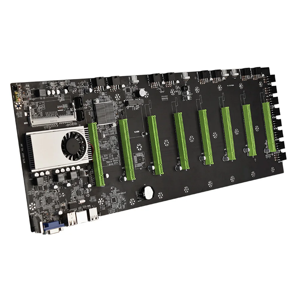 BTC-D37 Miner Motherboard 8*PCIE 16X Graphics Card Slots 55mm Spacing DDR3 Memory VGA+HDMI-Compatible Low Power Consumption