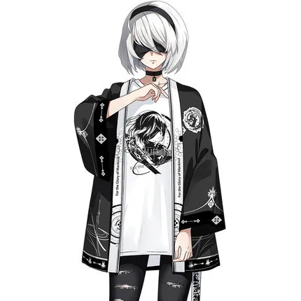 Only Haori Аниме НИР: автоматы YoRHa № 2 Тип B Костюмы для косплея пальто с капюшоном толстовка с капюшоном, футболка с длинными рукавами Повседневное штаны Пара Модный костюм - Цвет: Only Haori