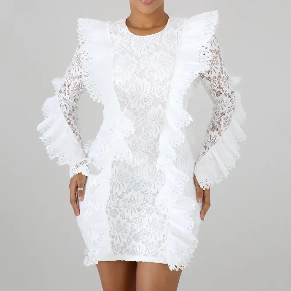 long sleeve white dress plus size