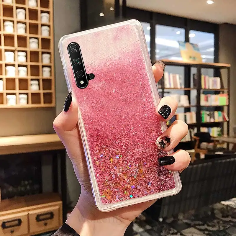 

Silicon Dynamic Quicksand Case For Huawei Honor 20 Pro Lite Nova 5 Pro P30 P20 Lite 8X 7C 7A Mate 20 10 Glitter Liquid Cover