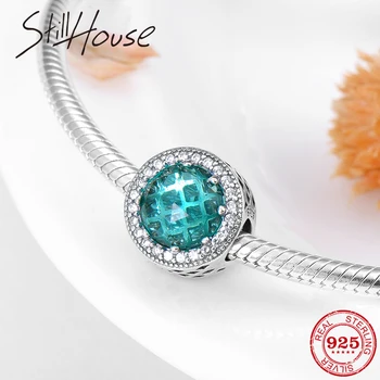 

2018 Fashion 925 Sterling Silver Sparkling ice green Zircon charms Bead Fit Original European Charm Bracelet Jewelry making