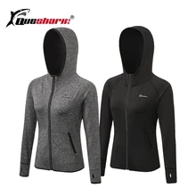Queshark, Женская куртка с капюшоном для бега, для йоги, на молнии, рубашка с длинным рукавом, Спортивная, для фитнеса, женские толстовки, Женская куртка, тренировочная рубашка
