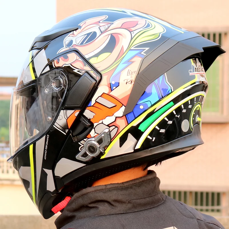 Мотоциклетный Bluetooth шлем, раскрывающий шлем, электрический мотоциклетный шлем с задним крылом на 88 часов