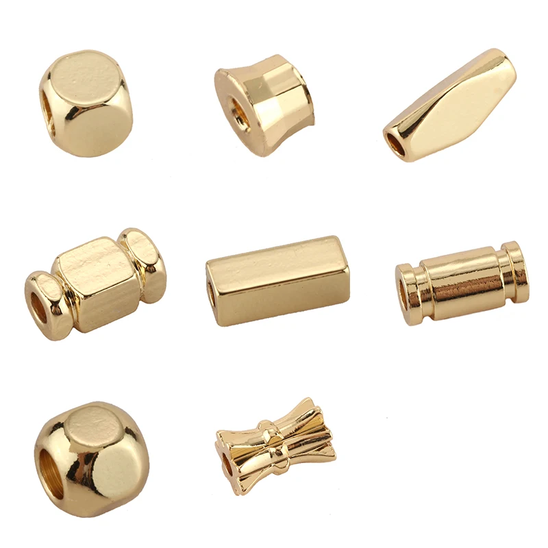 

Charm Spacer Beads for Jewelry Making Supplies Gold Coupling Cube Tube Diy Earring Bracelet Necklace Copper Accessories 2pcs