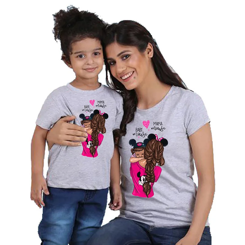 

Matching Family Outfits Super Mom and Daughter Print Boys Girls T-shirt Mother's Day Present Clothes Kids&Woman Funny Tshirt