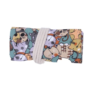 

Canvas Pencil Wrap,Travel Drawing Cute Cat Pencil Roll Organizer For Artist,Pencils Pouch Case Hold For Colored Pencils(NO Penci