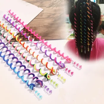 

6Pcs/Set Girls Colorful Headbands Ponytail Holder Crystal Long Elastic Hair Bands Kids Pigtail Braid Twist Hair Accessories