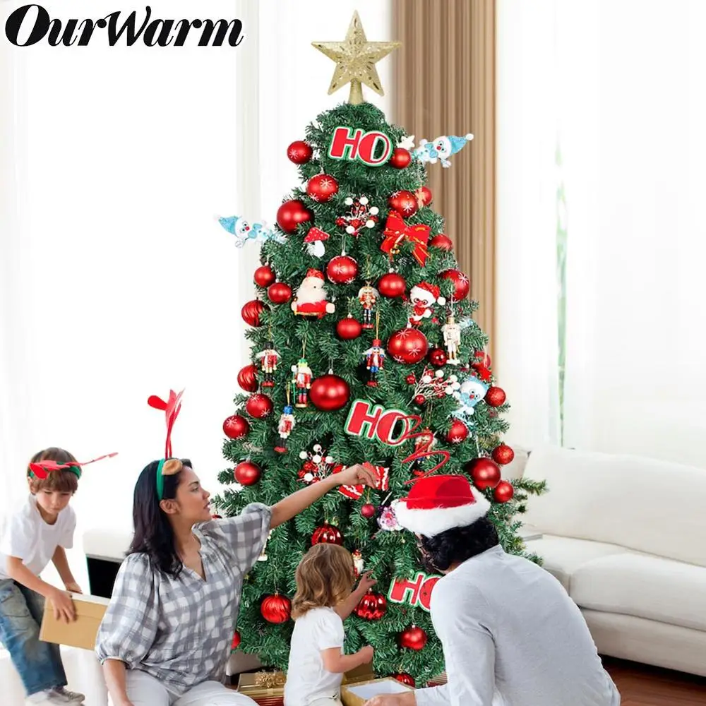 

OurWarm 7ft Christmas Tree with 400 LED Lights Fake Home Decoration Artificial Tree New Year LED Pre Lit Christmas Tree