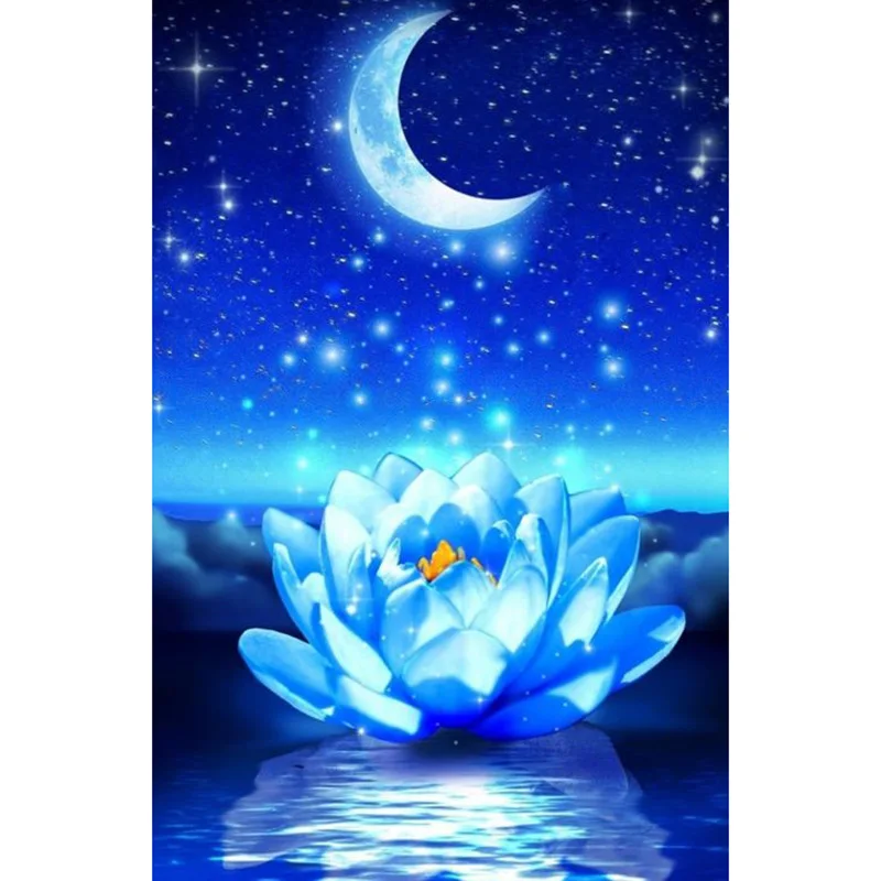 

Nayachic Full Round 5d Diy Diamond Painting "flower Lotus Astral Moon" 3d Diamond Embroidery Cross Stitch Mosaic Crafts Pj745