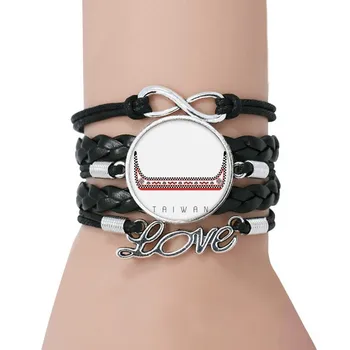 

Taiwan Travel Dragon Boat China Bracelet Love Black Twisted Leather Rope Wristband