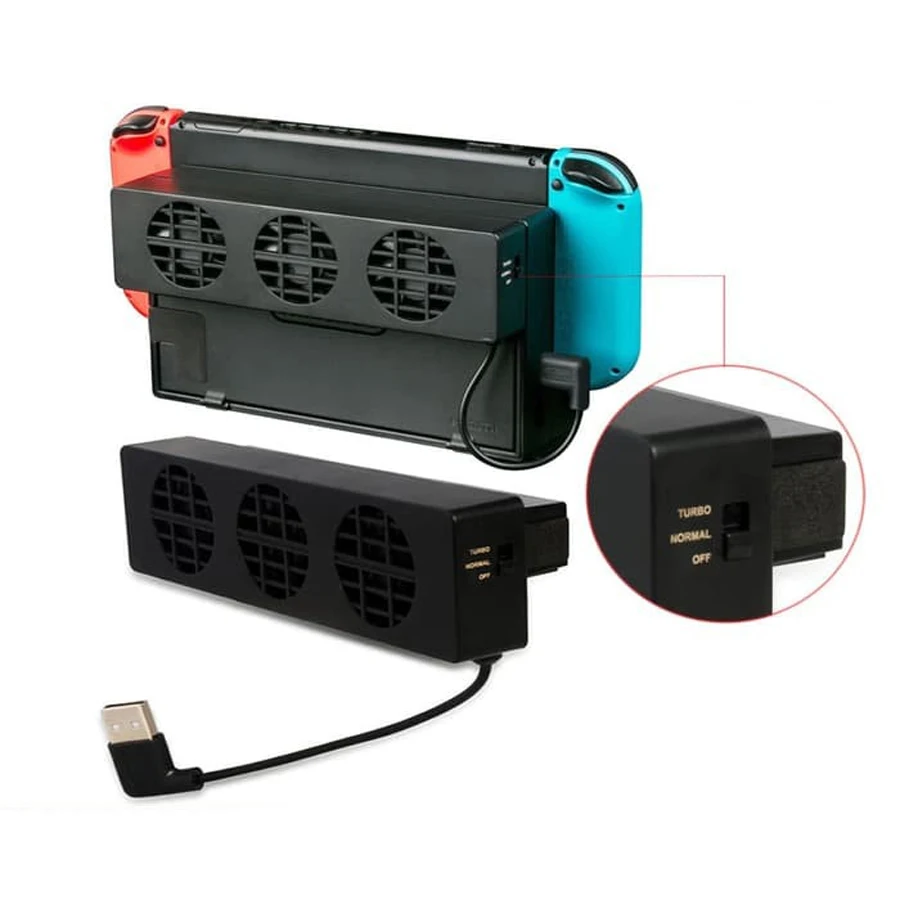 Adjustable Speed Temperature Control Station 3-Fan Dock Mount Console Cooler With Heat Exhaust Ventilation For Nintendo Switch cooling fan,gaming cooling fan