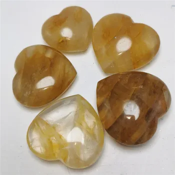 

1PC Natural Crystal Heart HandMade Yellow Golden Quartz Gemstones Chakra Stone Hearts Balancing Collector Crystals Reiki Healing