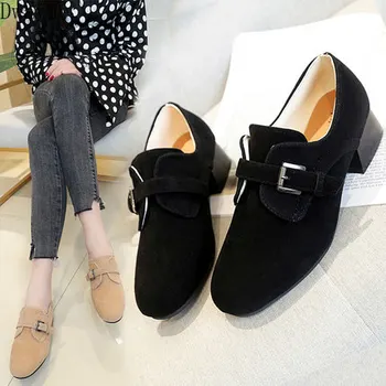 

Single shoes female 2019 spring and autumn new thick with wild net red students retro with thick with small shoes