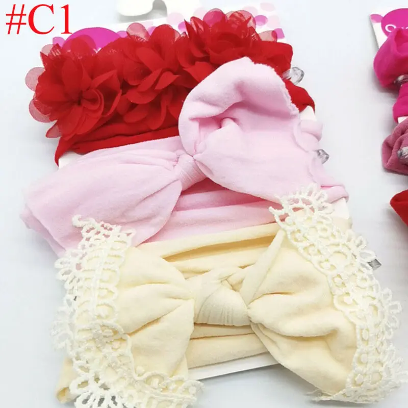 Модный комплект из 3 предметов для маленьких девочек; повязка на голову с бантом и цветком; аксессуары для волос