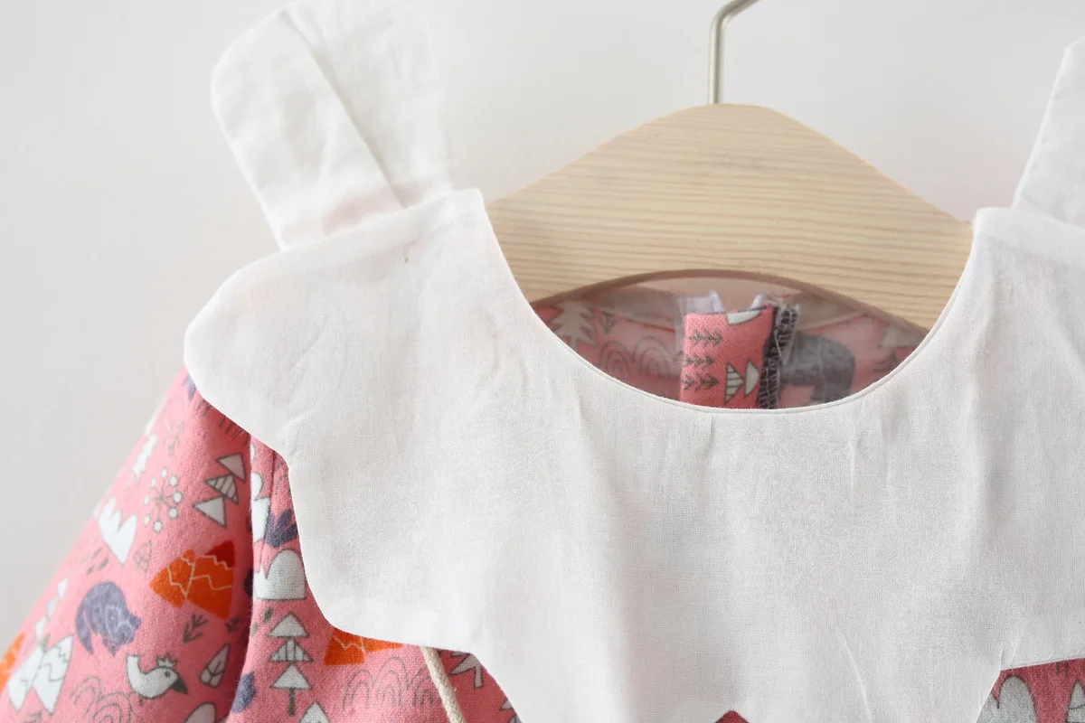 Осенние новые хлопковые мини платья с принтом свободная одежда принцессы для