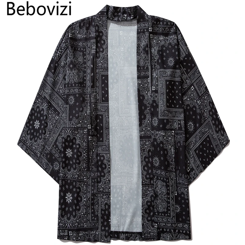 Кимоно Bebovizi с цветочным принтом кешью для мужчин и женщин традиционный кардиган
