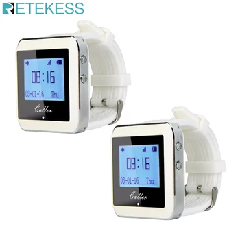 

Retekess Wireless Call Watch Restaurant Equipment Customer Service Office Kitchen Church Hotel 2pcs 433MHz Watch Receivers