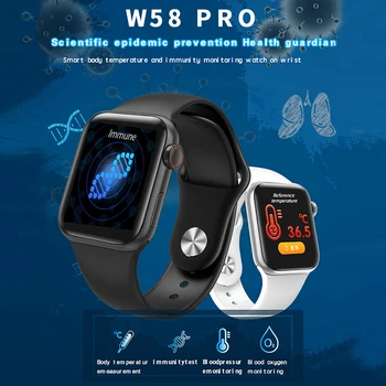 

Smart Watch W58pro Full Touch Screen Heart Rate Blood Pressure Sports Tracker Fitness Body Temperature Monitoring Smart Bracelet