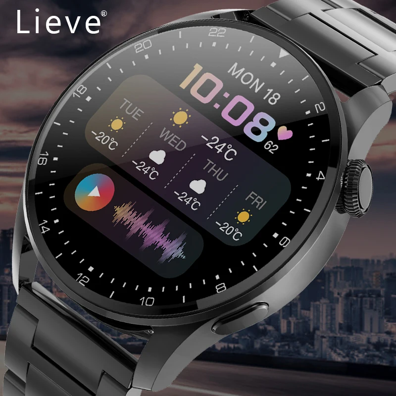 2021 New Smart Watch Men  Bluetooth Call Watch Waterproof Sport Fitness Tracker Weather Display Watch 3 Smartwatch For Huawei